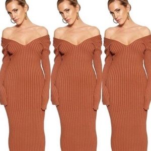 Rust Off The Shoulder Dress